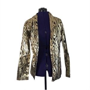 Vintage Gold Metallic Zebra Long Sleeve Top